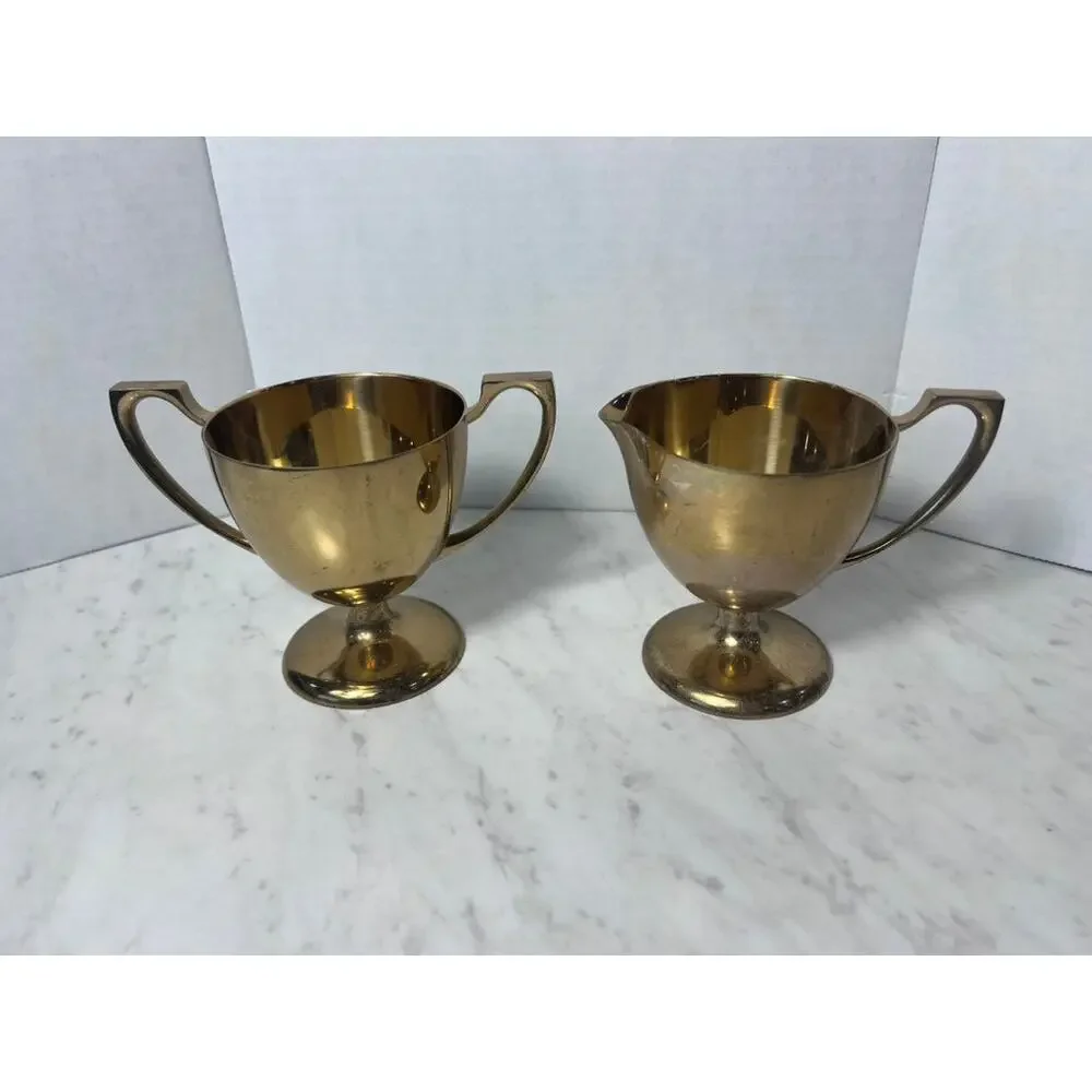 Vintage Dirilyte Bronze Alloy Creamer & Sugar Set – Golden Hue Hollowware